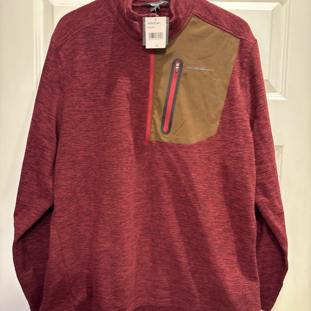 Eddie Bauer 1/4 Zip Fleece Pullover Maroon Eggplant Men’s Size XL Hiking Running